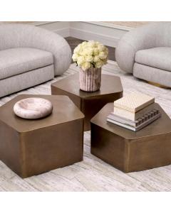 Coffee Table Veenazza in Vintage Brass Finish| Set of 3