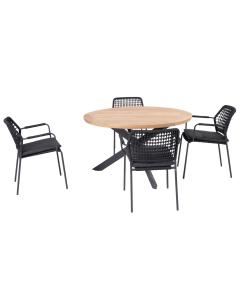 Barista 4 Seat Outdoor Dining Set with 130cm Round Table