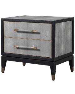 Huxley Faux Shagreen Bedside Table with 2 Drawers