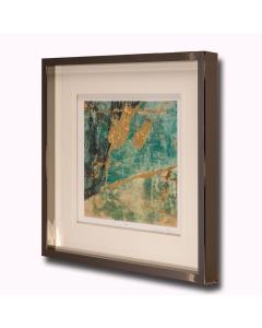 Teal & Gold Abstract Print -Teal Lace Square 1 by Jennifer Goldberger