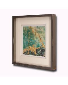 Teal & Gold Abstract Print - Teal Lace Square 2 By Jennifer Goldberger