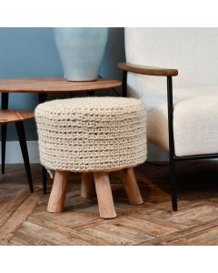 Nomad Natural Knitted Stool Wool & Eucalyptus