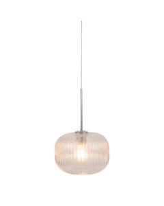 Fluted Glass & Silver Pendant Light