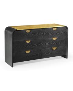 Ebonised Oak Curved Dresser with 6 Drawers