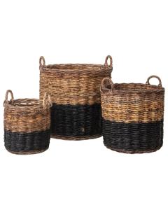 Embrey Set of 3 Baskets Black & Natural