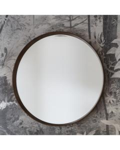 Large Hanstone Wooden Round Mirror - Walnut