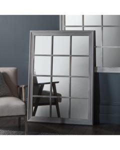 Meadow Large Window Style Mirror - Distressed Grey