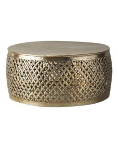Moroccan Round Coffee Table in Gold Metal