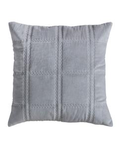 Julian Quilted Velvet Cushion in Grey