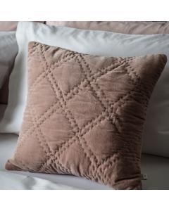 Julian Quilted Velvet Cushion in Blush