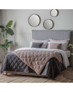 Julian Large Quilted Velvet Bedspread in Charcoal