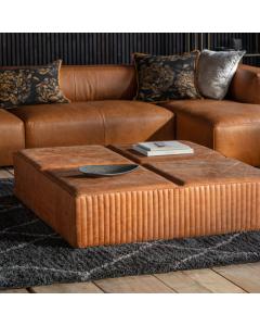 Liverpool Brown Leather Ottoman