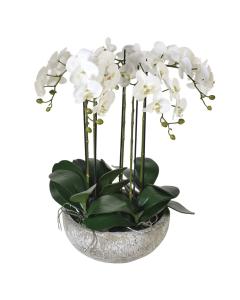 Large Artificial Orchid Arrangement in Stone Effect Pot