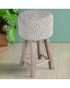 Nomad Natural Knitted Wool Bar Stool in Beige Ivory