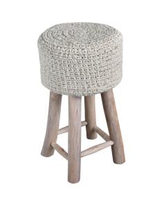 Nomad Natural Knitted Wool Bar Stool in Beige Ivory