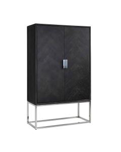 Blackbone Tall Black Storage Cabinet Silver Base