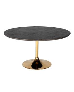 Blackbone Black Oak Round Dining Table Gold Base