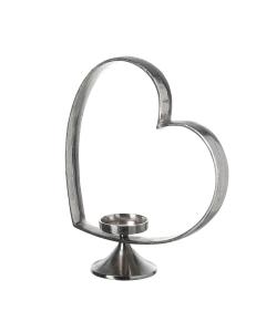 Candle Holder Heart Silver H.38cm