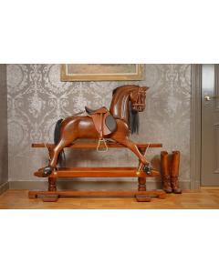 Wooden Rocking Horse with Western Saddle
