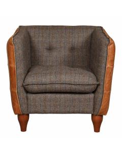 Brunswick Harris Tweed & Leather Armchair