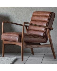 Occasional Chair York in Brown Leather