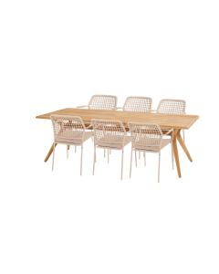 Barista Latte 6 Seat Outdoor Dining Set with 240cm Bel Air Table