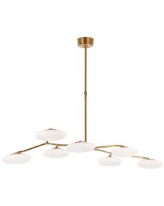 Brindille XL Articulating Linear Chandelier in Soft Brass with White Glass