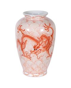 Chinese Red Vase with Dragon
