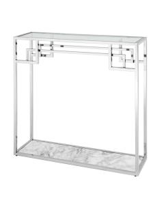 Narrow Console Table Morris in Polished Stainless Steel