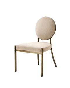 Eichholtz Dining Chair Scribe Curved Back Upholstered - Dark Brass