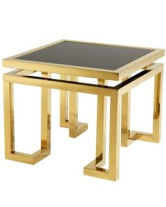 Eichholtz Side Table Palmer - Gold Finish | Black Glass