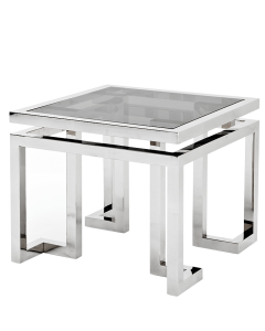 Eichholtz Side Table Palmer - Polished Stainless Steel | Smoke Glass