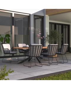 Outdoor Fabrice 6 Seater Dining Set with Teak Table