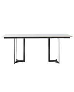 April Black Dining Table with White Marble Top