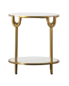 Huntington White Marble Side Table
