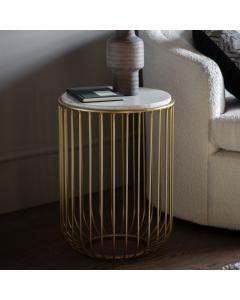 June Gold Side Table with Marble Top