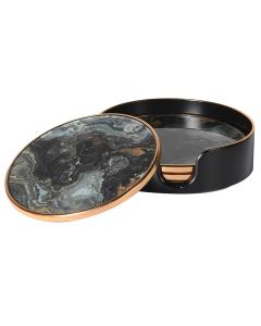 Luxe Faux Black Marble Coasters Set