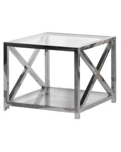 Pavilion Chic Coffee Table Glass with Steel X-Frame