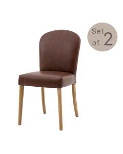 Hinton Dining Chair Brown Faux Leather Set of 2