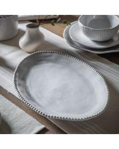 Agatha White Porcelain Beaded Platter