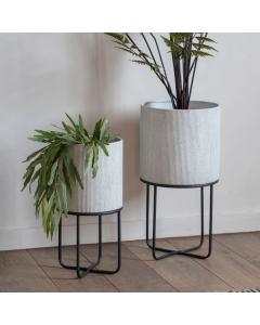 Sunny Set of 2 White Metal Plant Stands