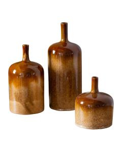 Nagao Contemporary Set of 3 Brown Vases