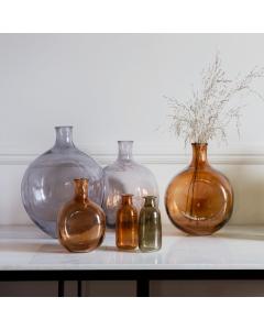Kamari Grey Glass Bottle Vase Medium