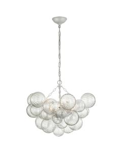 Talia Medium Chandelier in Plaster White and Clear Swirled Glass