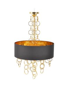 Libra Links Electroplated Gold Chandelier With Black Shade