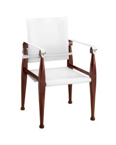 Bridle Leather Campaign Chair in White