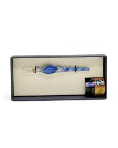 Traditional Dip Calligraphy Pen Set - Blue Glass