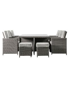 Chilham 10 Seater Rattan Cube Dining Set in Grey 