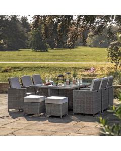 Chilham 10 Seater Rattan Cube Dining Set in Grey 