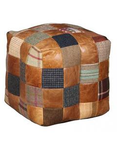 Patchwork Bean Bag in Leather & Wool